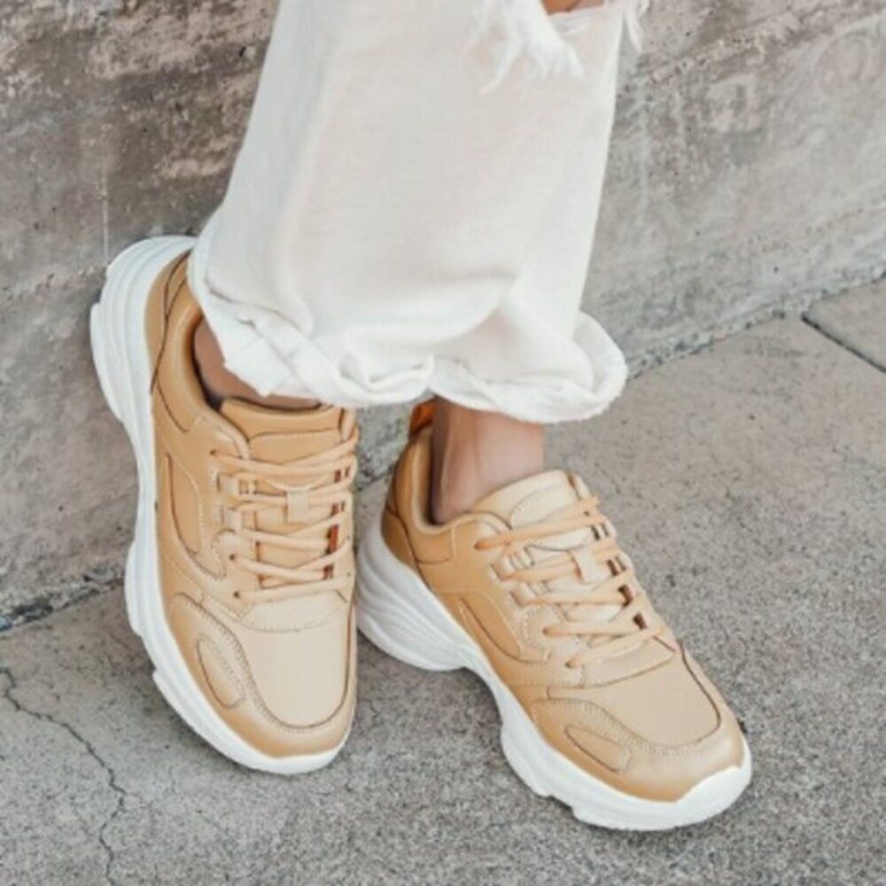 Lulus Gennifer Nude Chunky Sneakers